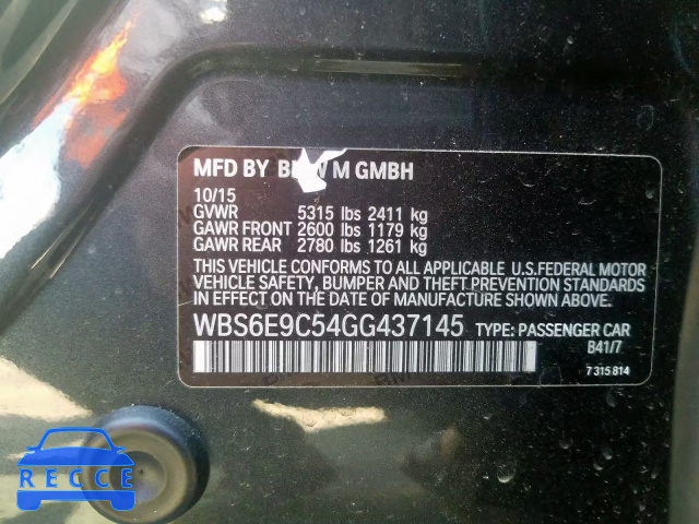 2016 BMW M6 GRAN CO WBS6E9C54GG437145 image 9