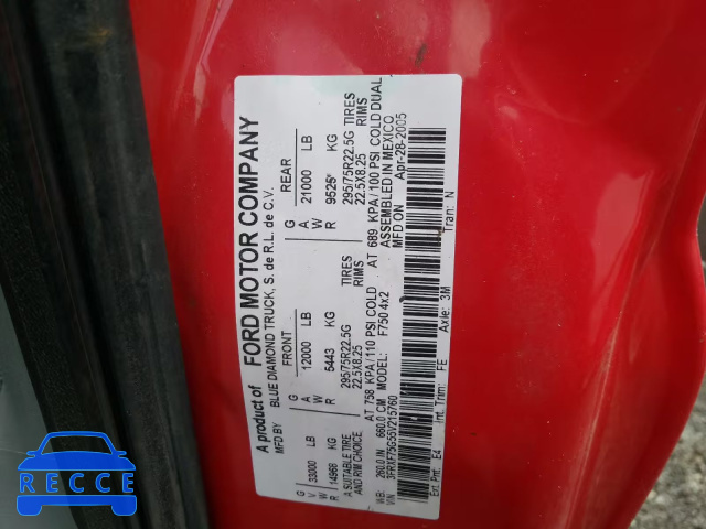 2005 FORD F750 SUPER 3FRXF75G55V215760 image 9