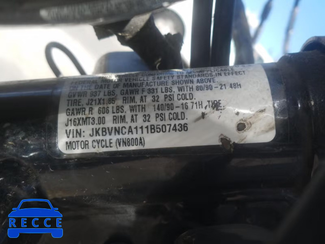 2001 KAWASAKI VN800 JKBVNCA111B507436 зображення 9