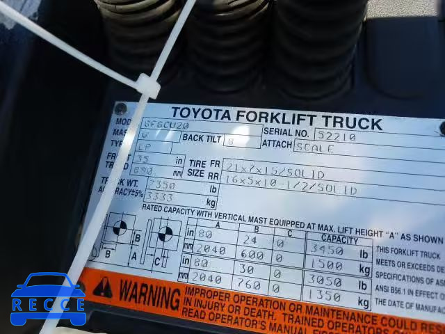 2014 TOYOTA FORKLIFT 52210 зображення 9