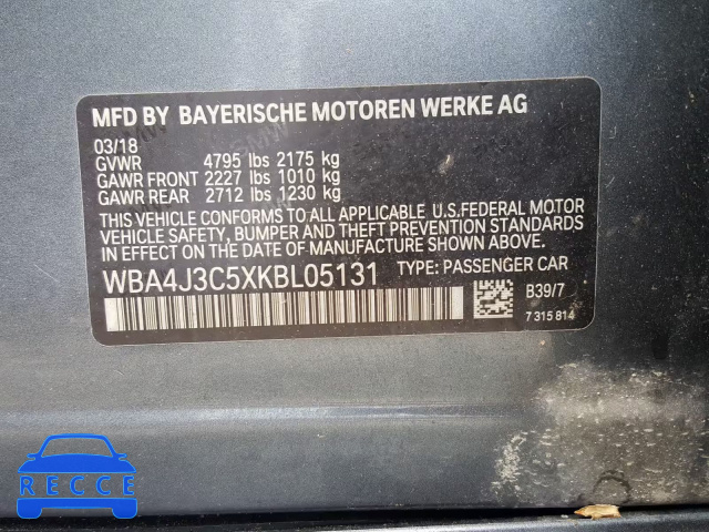 2019 BMW 430XI GRAN WBA4J3C5XKBL05131 image 9