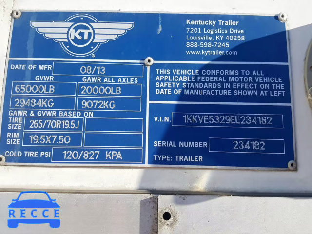 2014 KENWORTH TRAILER 1KKVE5329EL234182 зображення 9