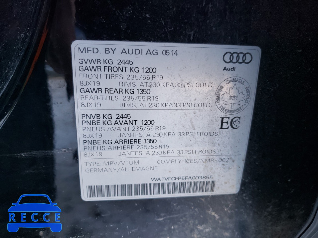 2015 AUDI Q5 PRESTIG WA1VFCFP5FA003855 image 9