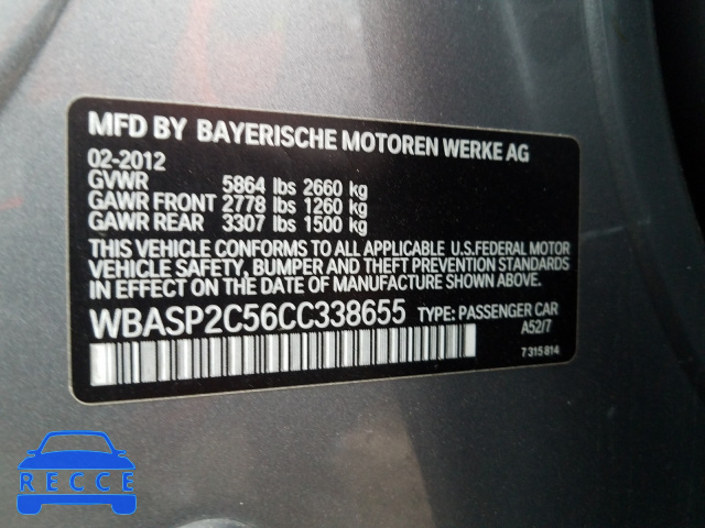 2012 BMW 535 XIGT WBASP2C56CC338655 зображення 9