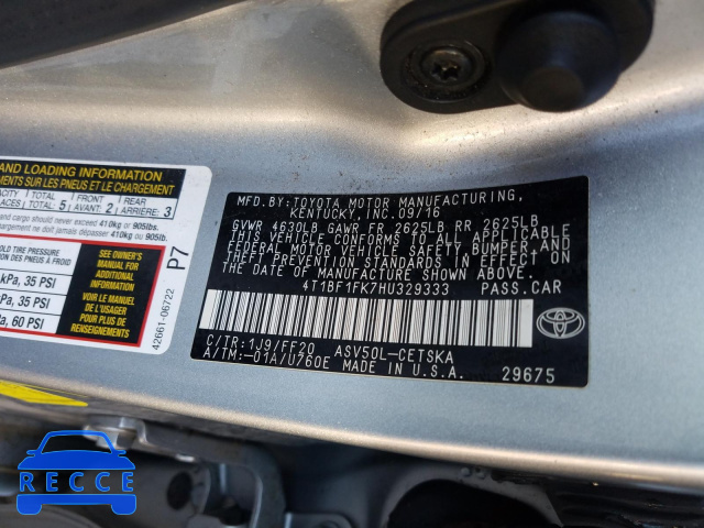 2017 TOYOTA CAMRY LE/X 4T1BF1FK7HU329333 image 9