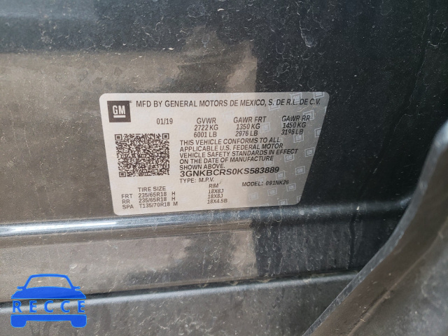 2019 CHEVROLET BLAZER 2LT 3GNKBCRS0KS583889 image 9