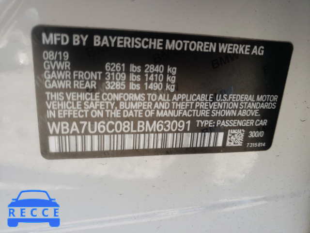 2020 BMW M760 XI WBA7U6C08LBM63091 image 9
