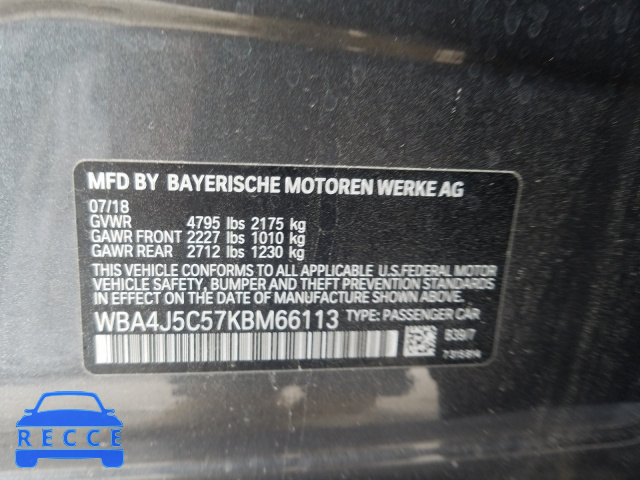 2019 BMW 440I GRAN WBA4J5C57KBM66113 image 9