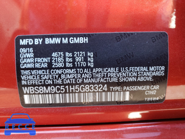 2017 BMW M3 WBS8M9C51H5G83324 image 9