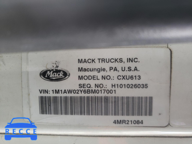 2011 MACK CXU613 1M1AW02Y6BM017001 image 9