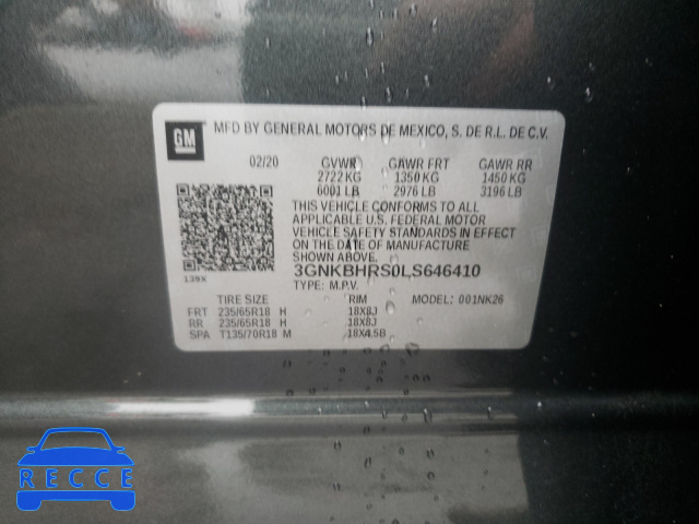 2020 CHEVROLET BLAZER 2LT 3GNKBHRS0LS646410 image 9