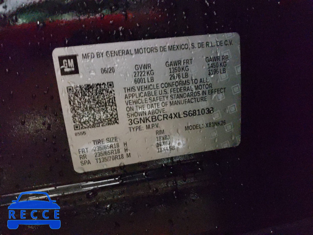 2020 CHEVROLET BLAZER 2LT 3GNKBCR4XLS681038 image 9
