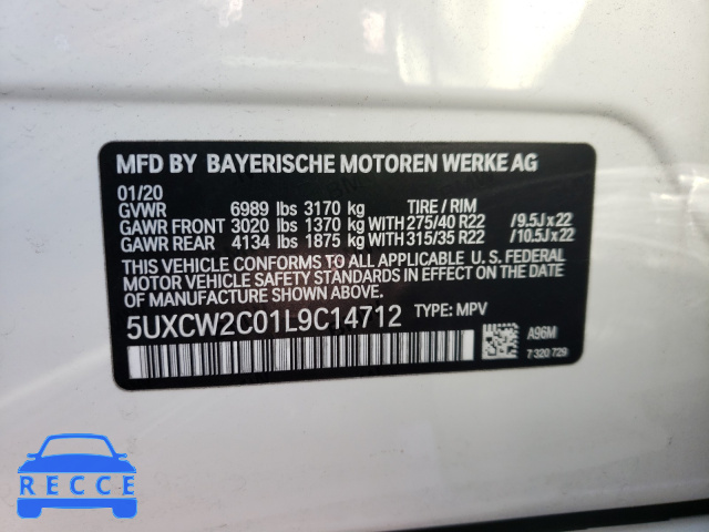 2020 BMW X7 XDRIVE4 5UXCW2C01L9C14712 image 9