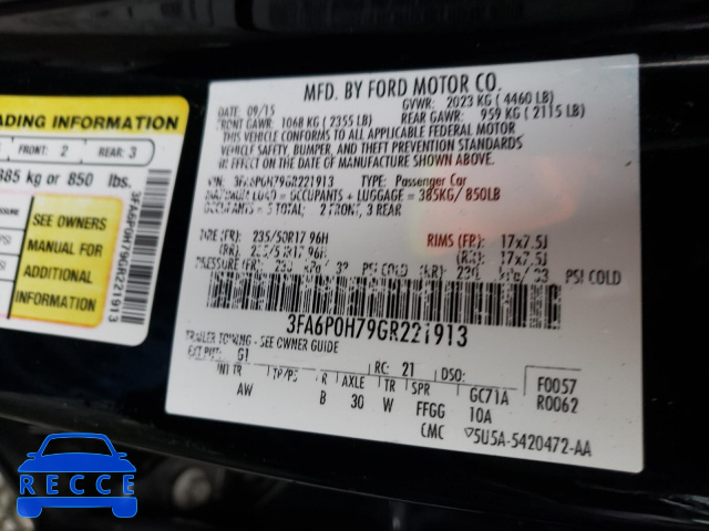 2016 FORD 150 CBWGIN 3FA6P0H79GR221913 зображення 9