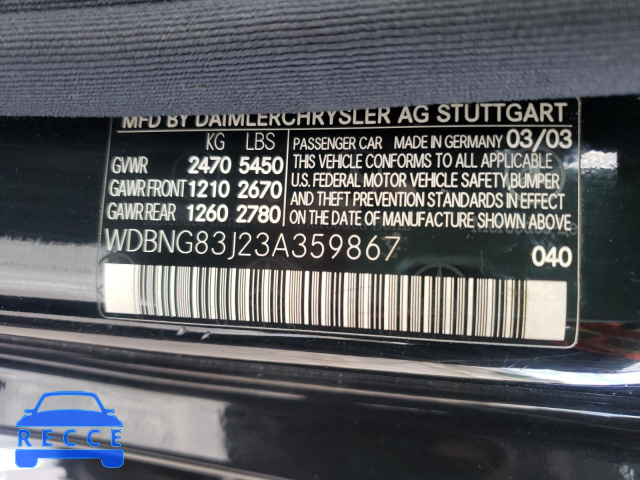 2003 MERCEDES-BENZ S 430 4MAT WDBNG83J23A359867 image 9