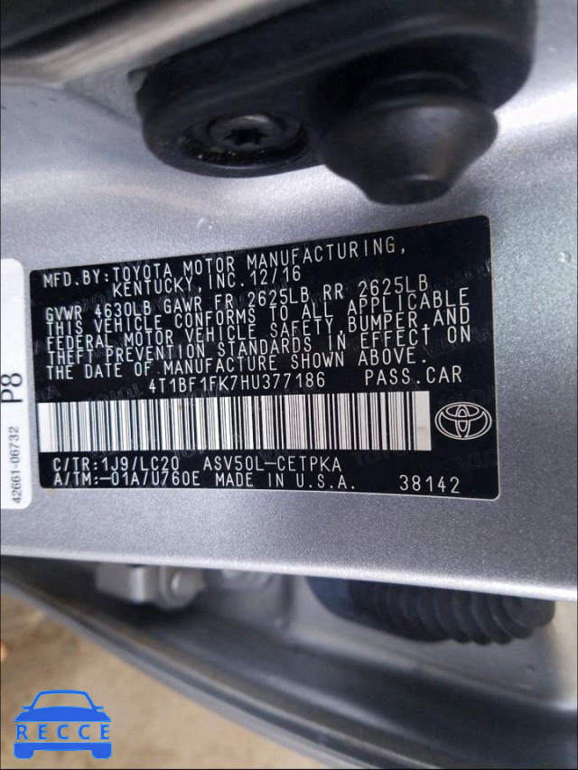 2017 TOYOTA CAMRY LE/X 4T1BF1FK7HU377186 image 9