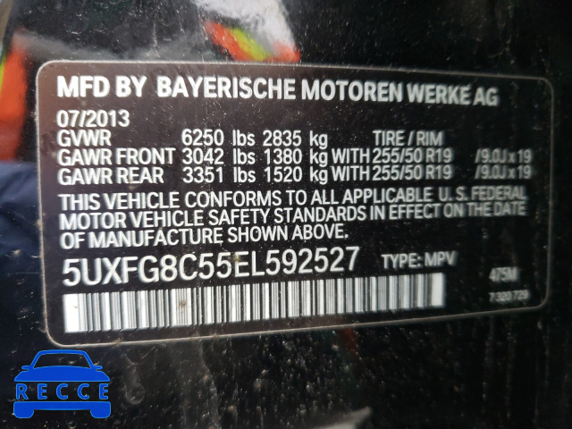 2014 BMW X6 XDRIVE5 5UXFG8C55EL592527 Bild 9