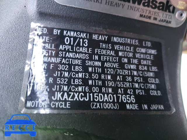 2013 KAWASAKI ZX1000 J JKAZXCJ15DA017656 Bild 9