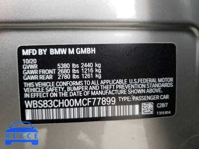 2021 BMW M5 WBS83CH00MCF77899 image 9