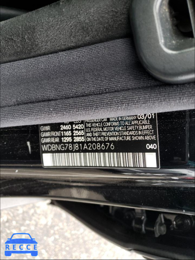 2001 MERCEDES-BENZ S 600 WDBNG78J81A208676 Bild 9