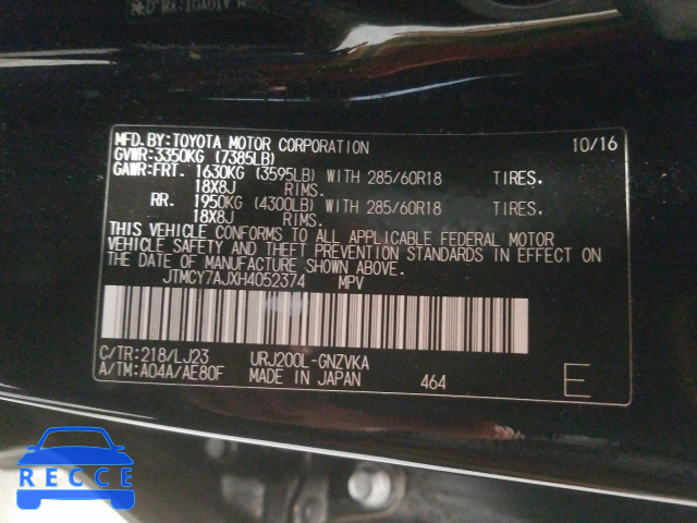 2017 TOYOTA LAND CRUIS JTMCY7AJXH4052374 image 9