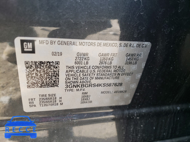 2019 CHEVROLET BLAZER 2LT 3GNKBGRS4KS587628 image 9