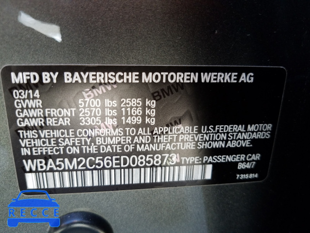 2014 BMW 535 IGT WBA5M2C56ED085873 image 9