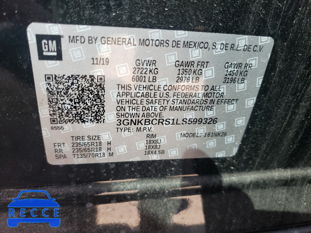 2020 CHEVROLET BLAZER 2LT 3GNKBCRS1LS599326 Bild 9