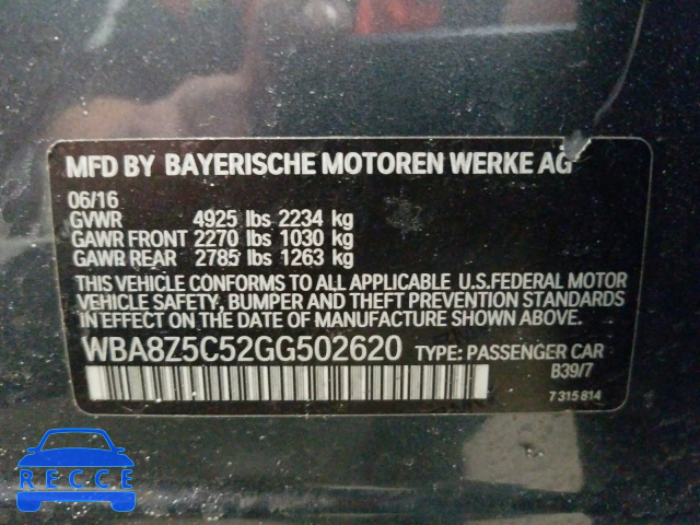 2016 BMW 328 XIGT S WBA8Z5C52GG502620 зображення 9
