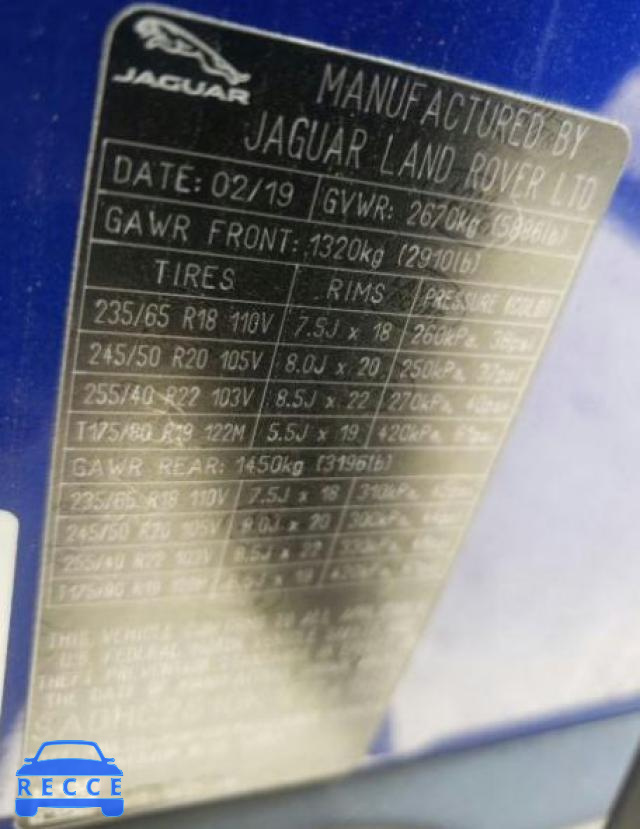 2019 JAGUAR I-PACE SE SADHC2S10K1F74162 image 9
