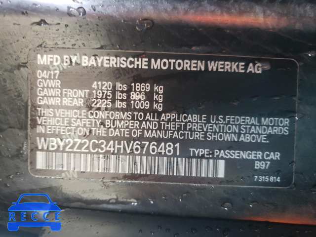 2017 BMW I8 WBY2Z2C34HV676481 image 9