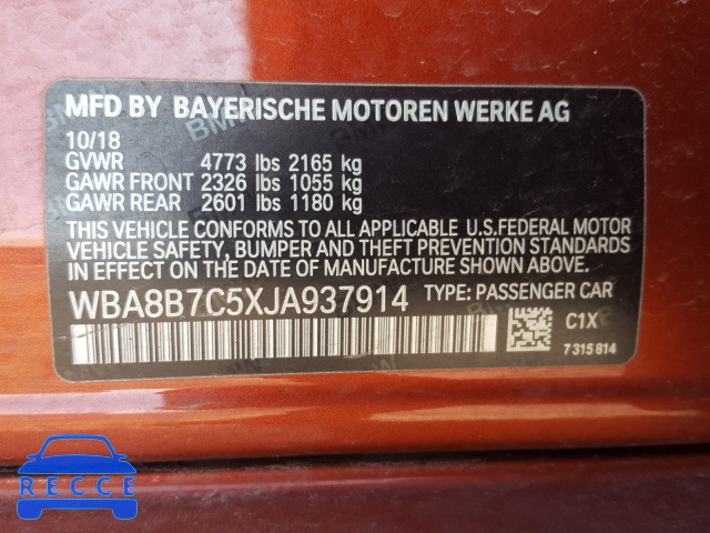 2018 BMW 340 XI WBA8B7C5XJA937914 image 9