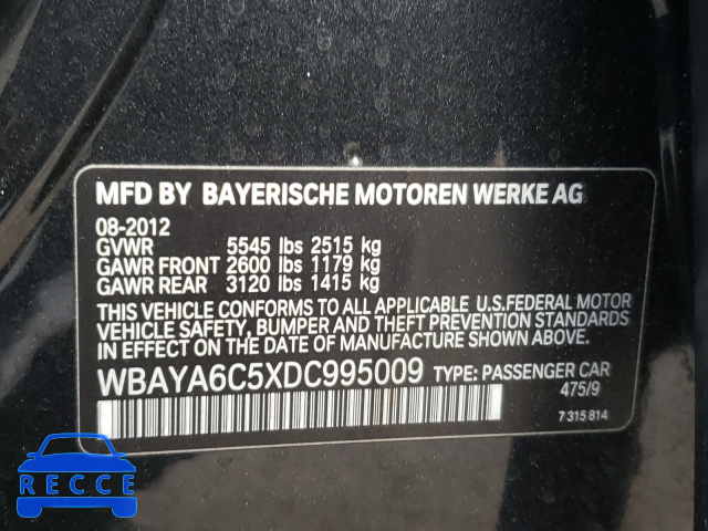 2013 BMW 740 I WBAYA6C5XDC995009 image 9