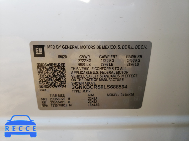 2020 CHEVROLET BLAZER 2LT 3GNKBCRS0LS688594 image 9