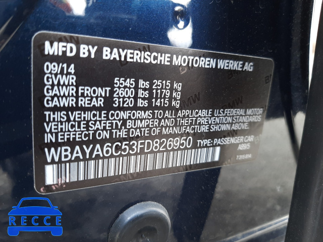 2015 BMW 740 I WBAYA6C53FD826950 image 9