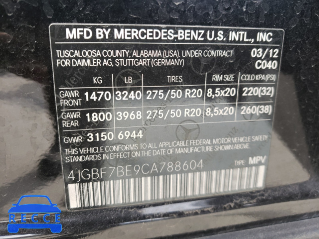 2012 MERCEDES-BENZ GL 450 4JGBF7BE9CA788604 Bild 9