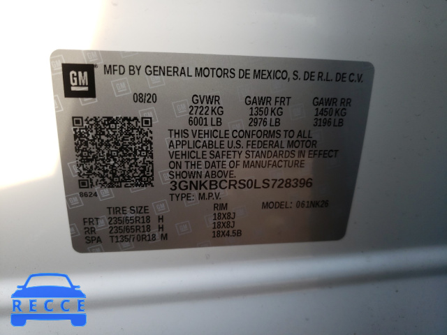 2020 CHEVROLET BLAZER 2LT 3GNKBCRS0LS728396 image 9