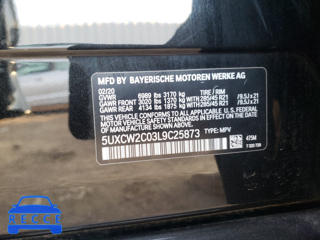 2020 BMW X7 XDRIVE4 5UXCW2C03L9C25873 image 9