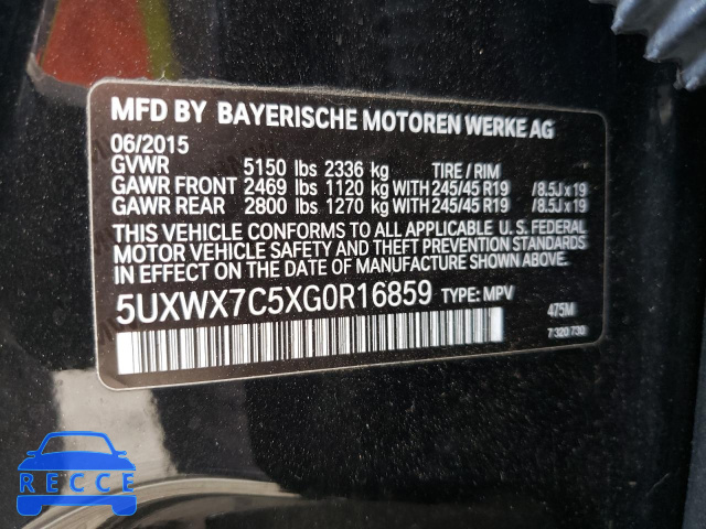 2016 BMW X3 XDRIVE3 5UXWX7C5XG0R16859 image 9
