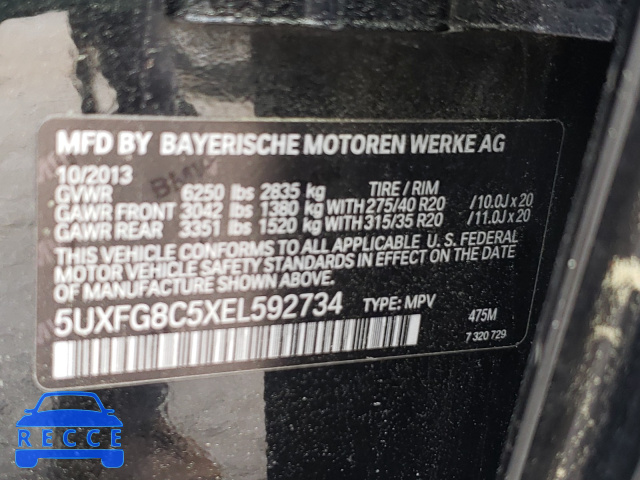 2014 BMW X6 XDRIVE5 5UXFG8C5XEL592734 Bild 9