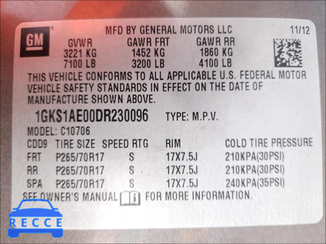 2013 GMC YUKON SLE 1GKS1AE00DR230096 image 9