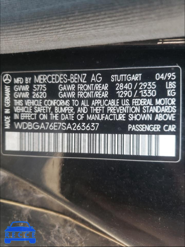 1995 MERCEDES-BENZ S 600 WDBGA76E7SA263637 зображення 9