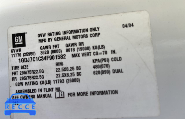 2004 GMC C7500 C7C0 1GDJ7C1C34F901582 image 9