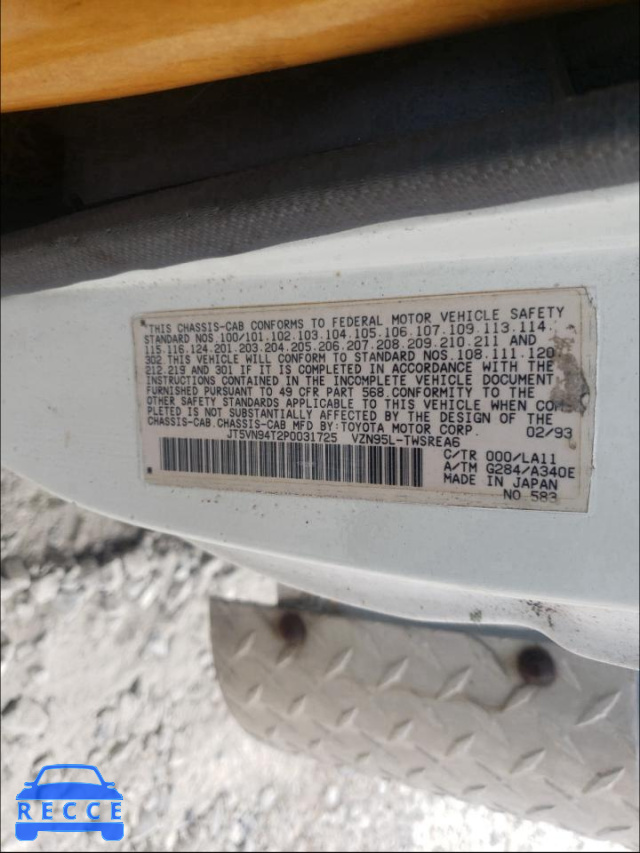 1993 TOYOTA PICKUP CAB JT5VN94T2P0031725 image 9