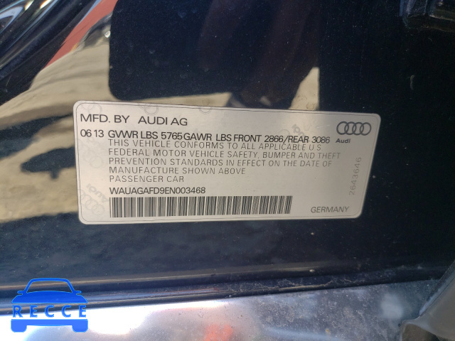 2014 AUDI A8 QUATTRO WAUAGAFD9EN003468 Bild 9