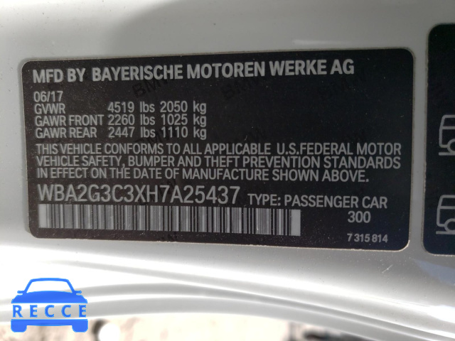 2017 BMW M240XI WBA2G3C3XH7A25437 image 9