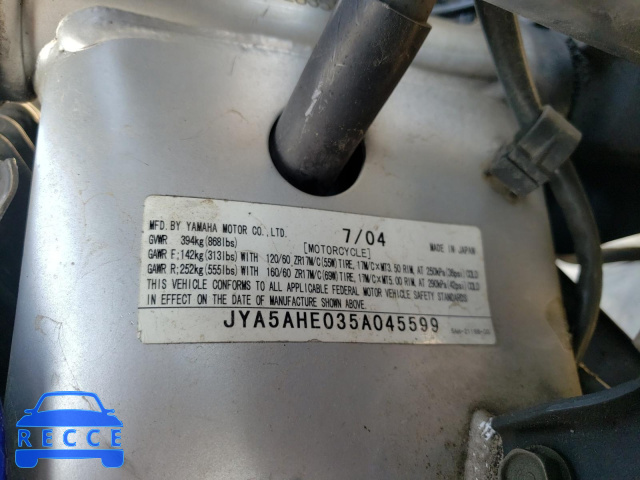 2005 YAMAHA YZF600 R JYA5AHE035A045599 image 9