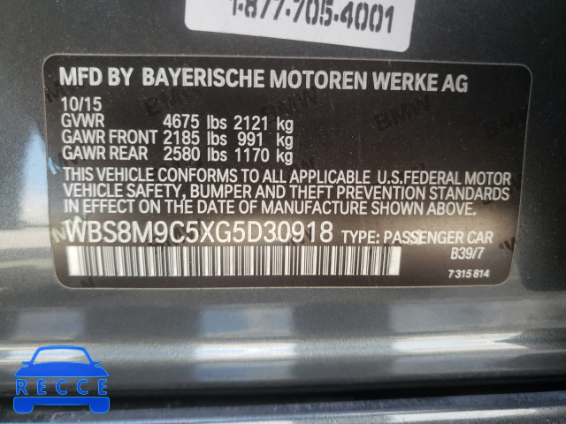 2016 BMW M3 WBS8M9C5XG5D30918 зображення 9