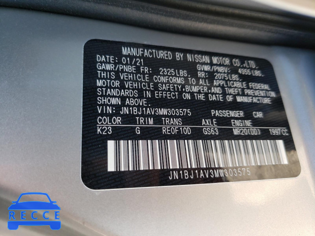 2021 NISSAN ROGUE SPOR JN1BJ1AV3MW303575 image 9