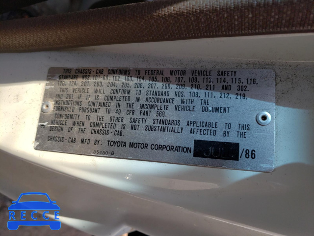 1986 TOYOTA PICKUP CAB JT5RN75U6G0010308 image 9